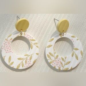 Floral Hoop Earrings with Yellow Accents